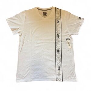 Ecko Unlimited White V-Neck Tee with Black Logo NWT Size L